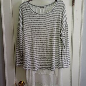 Pleione women's grey and white striped shirt size 2X